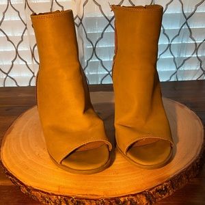 Tan peep toes with block heel